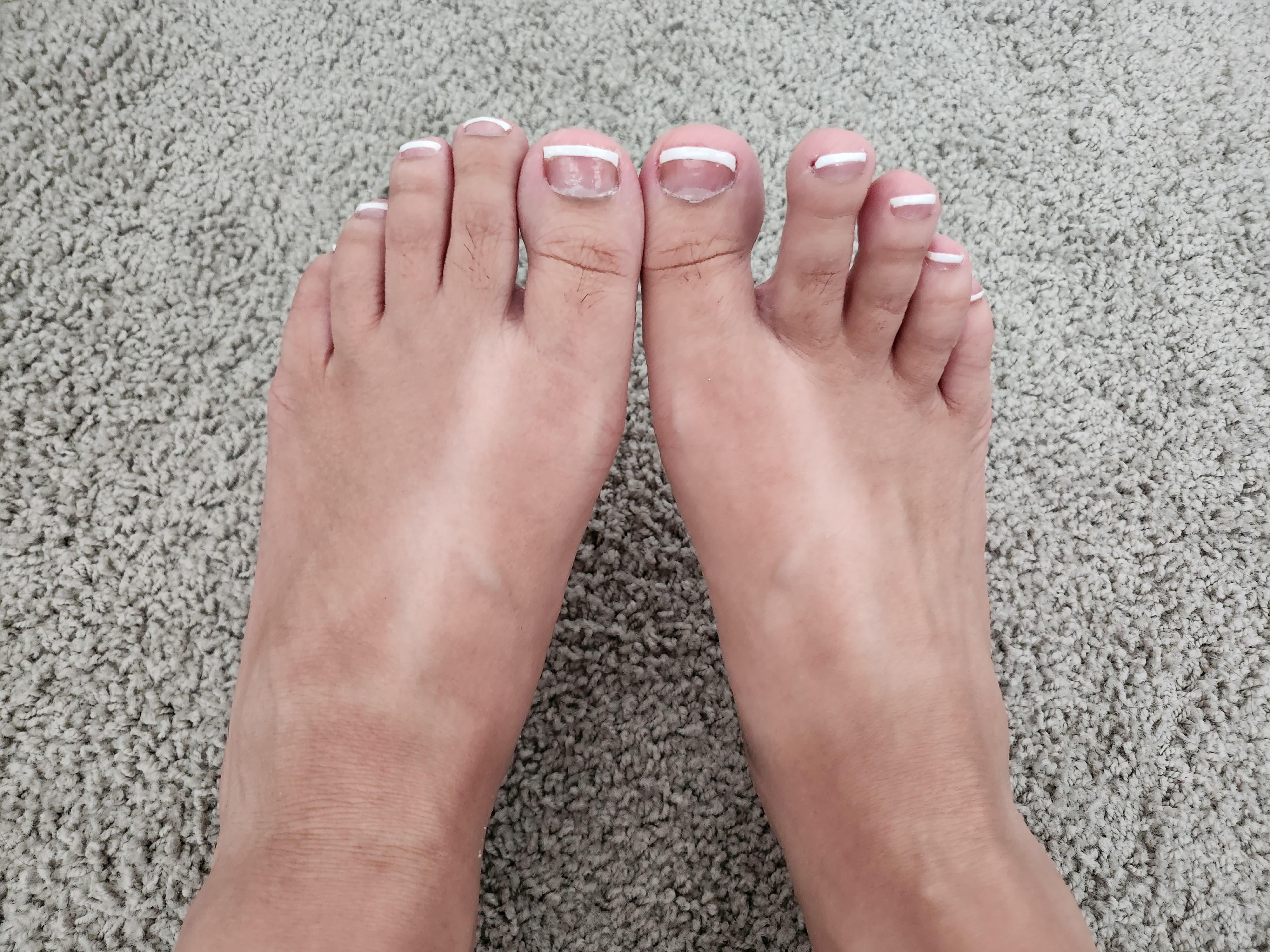 French pedicure with sandal tanlines