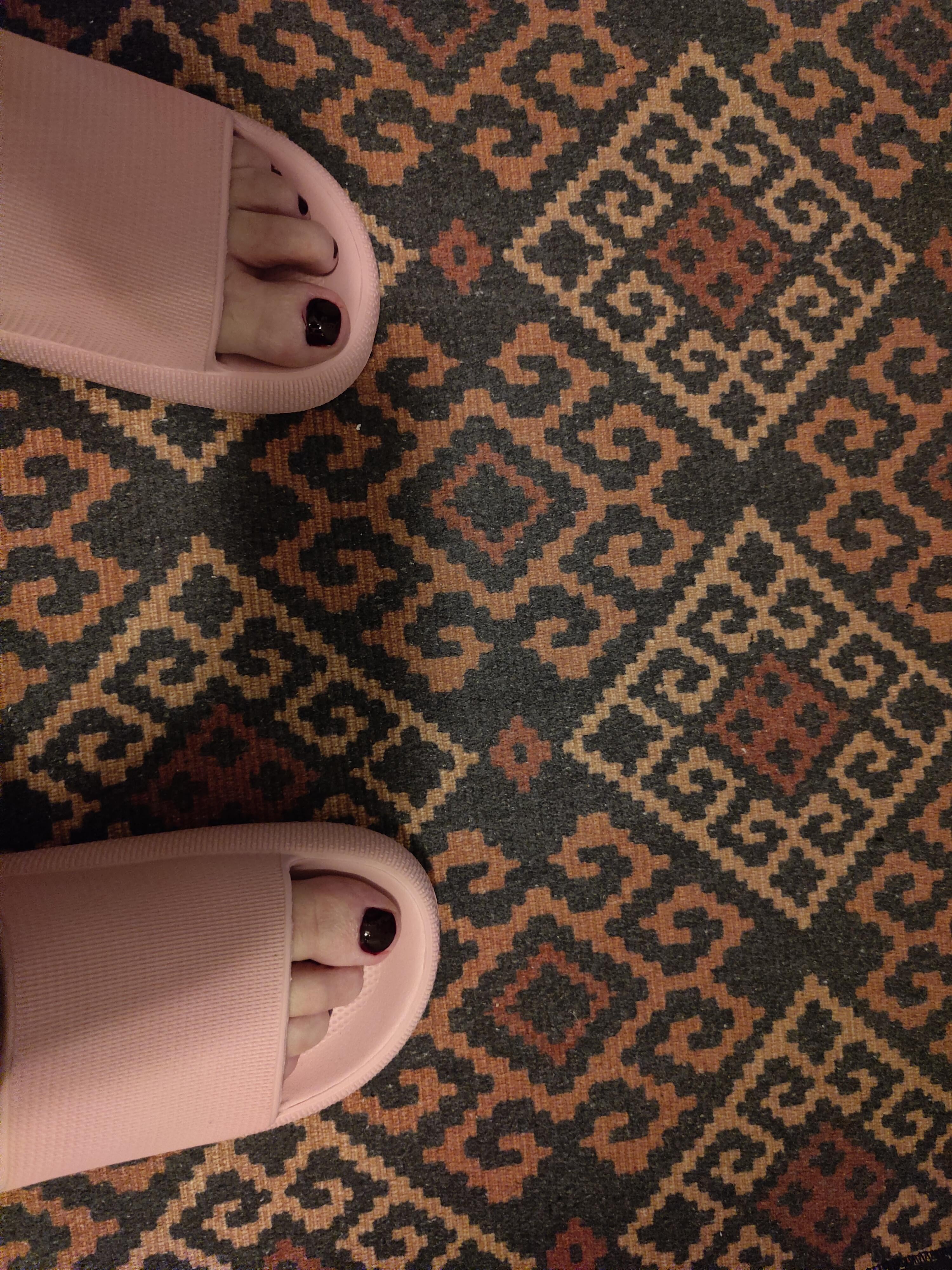 Fresh pedicure for the first time and new slippers