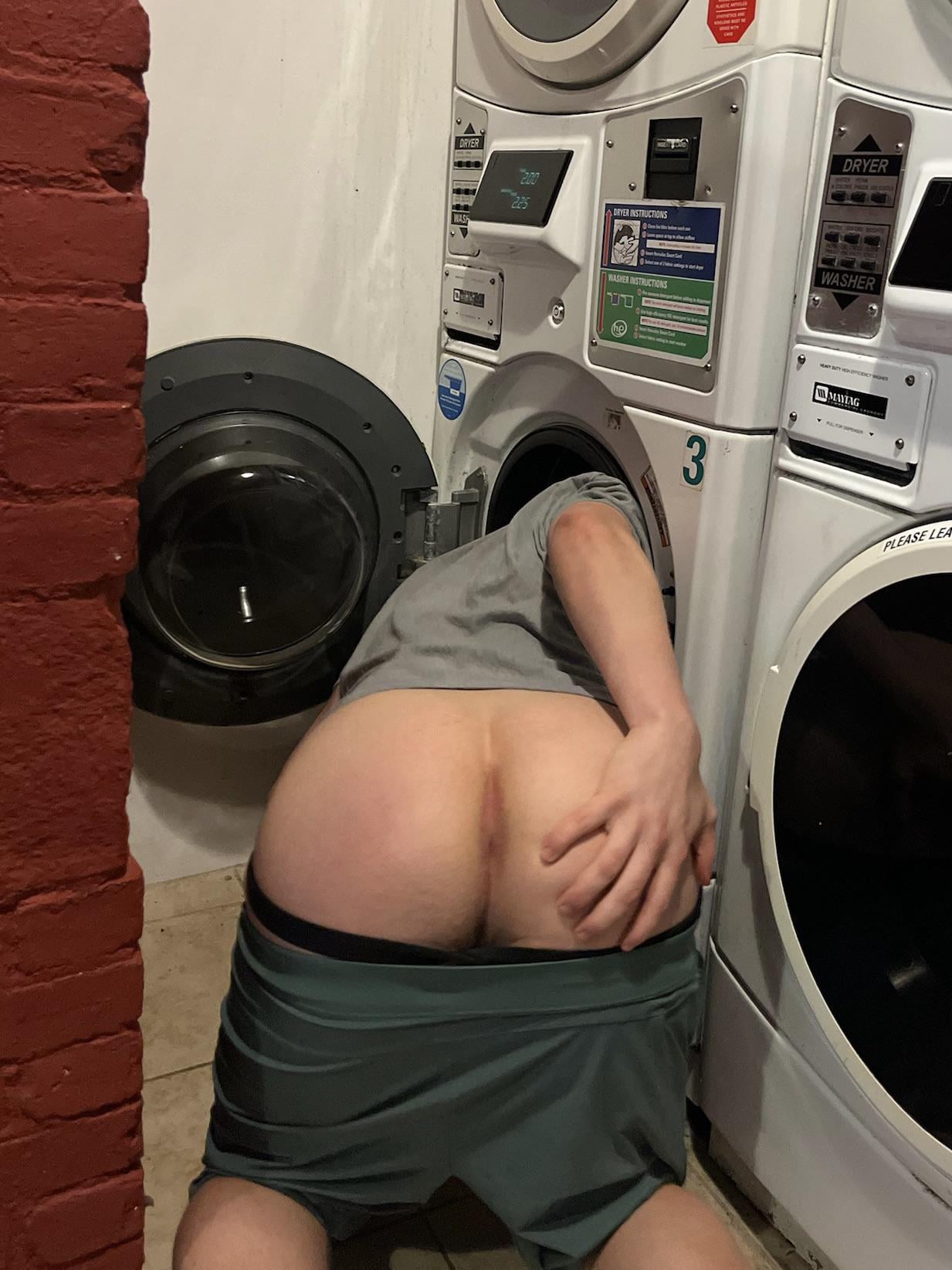 Laundry day in the basement of the frat apts