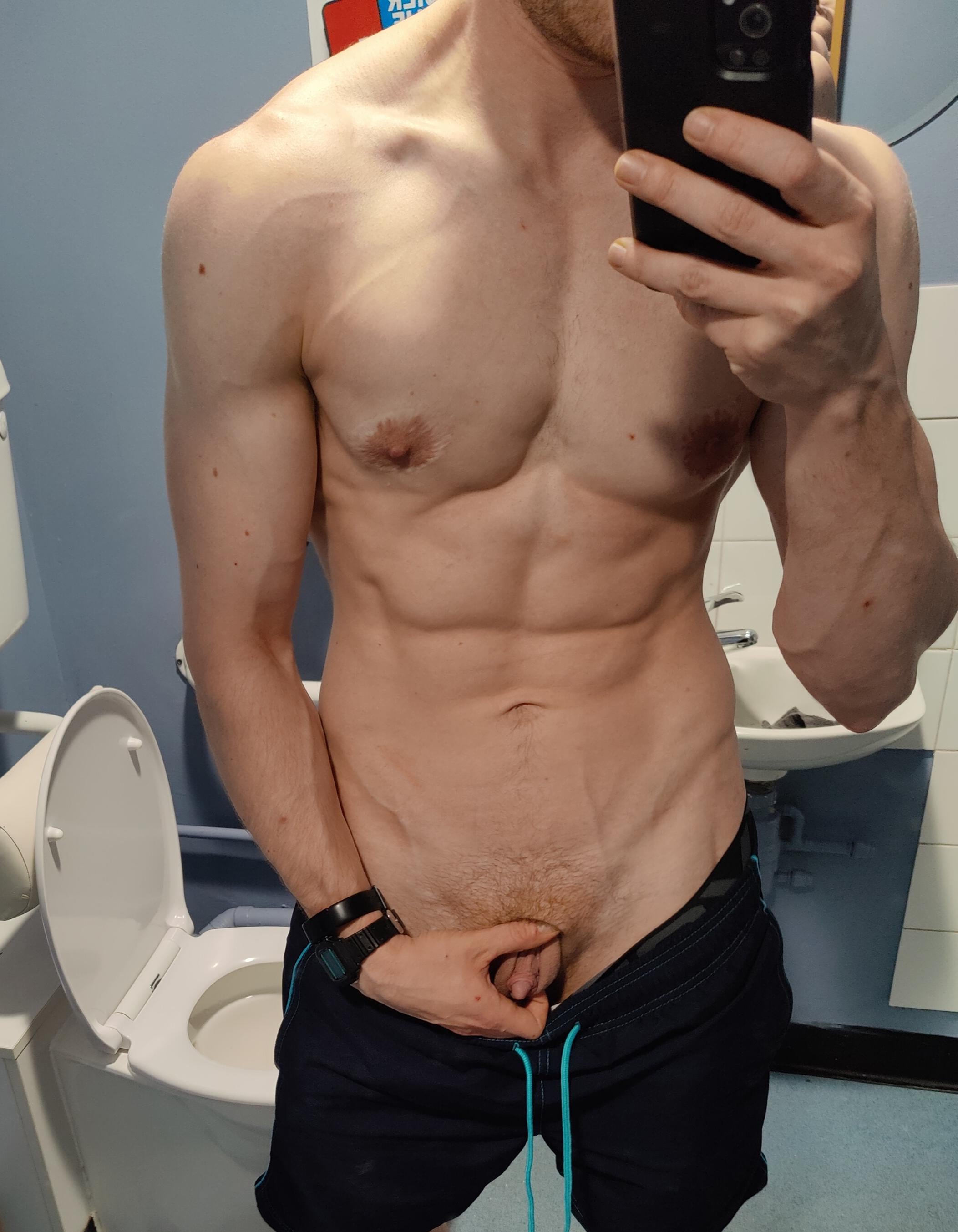 Anyone wanna come suck my cock in the gym bathroom